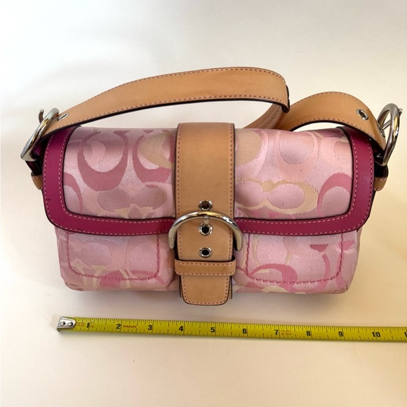 Vintage Y2K Coach Pink SoHo Canvas Buckle Flap Shoulder Purse Bag - Picture 13 of 16
